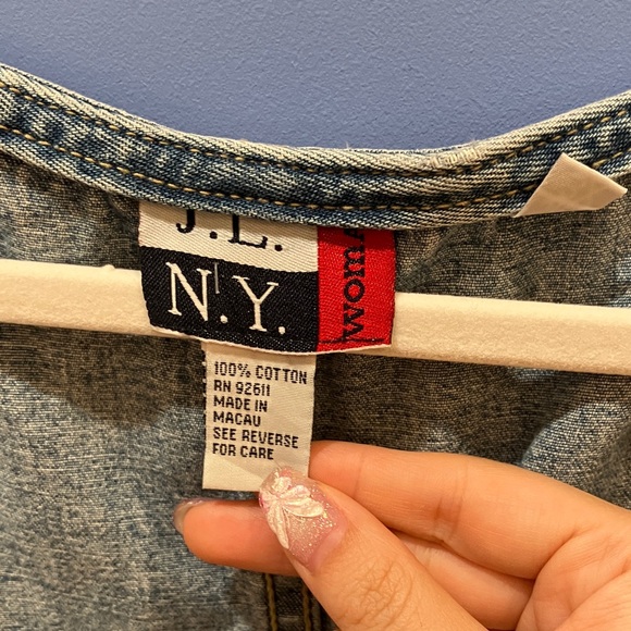 Denim Sleeveless Dress with Embroidered Details - Picture 2 of 7